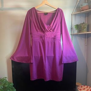 Purple v neck long sleeve dress